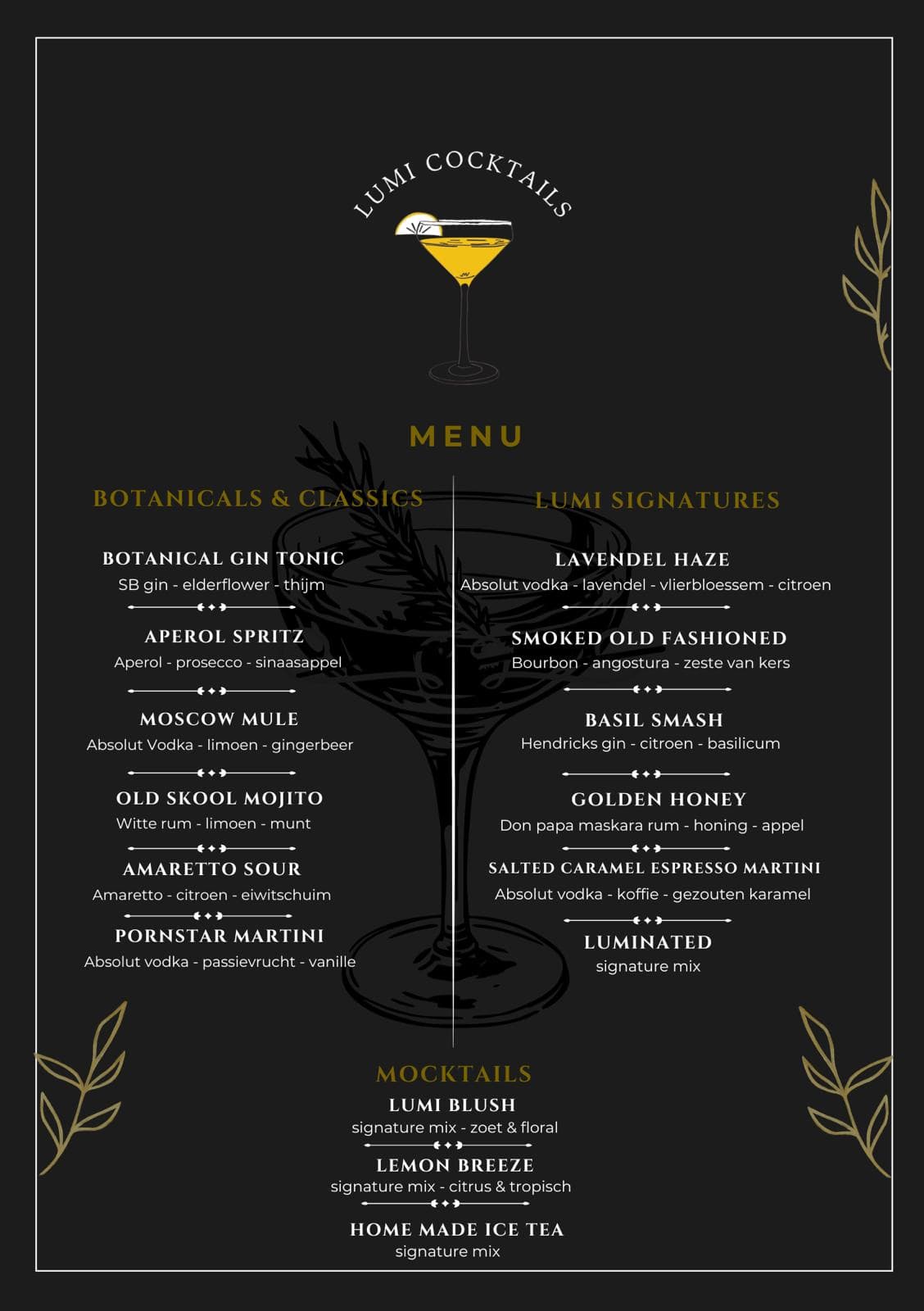 Lumi Cocktail Menu